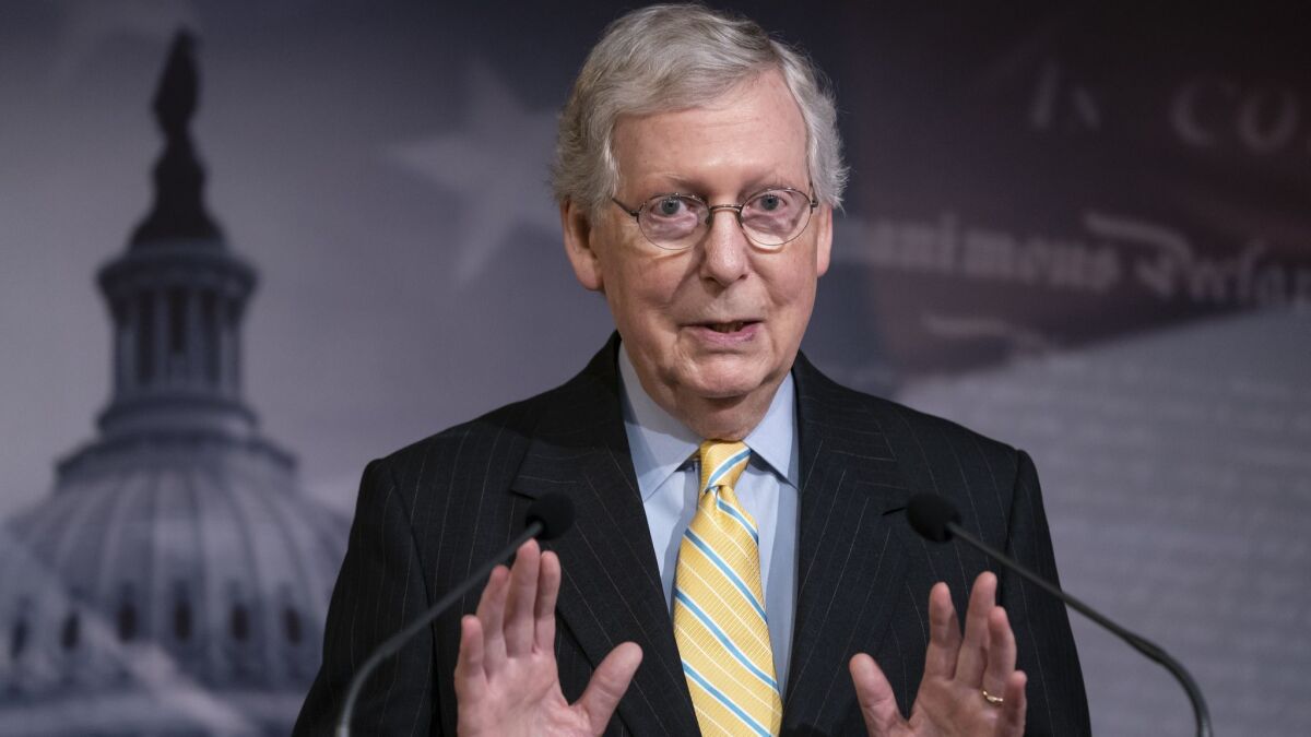 Senate Majority Leader Mitch McConnell (R-Ky.) says putting restrictions on the White House would “hamstring” President Trump's ability to respond to escalating tension between the U.S. and Iran.
