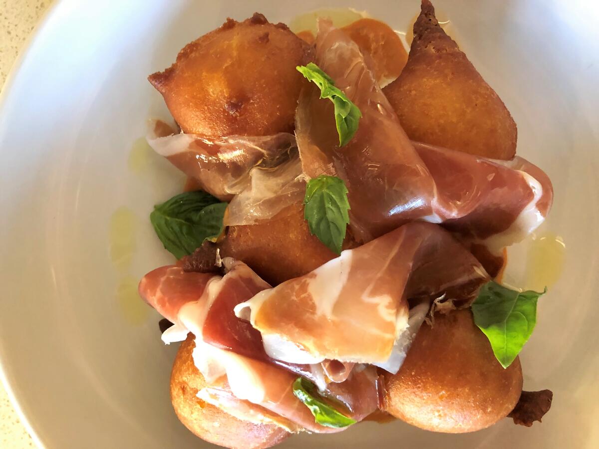 Gioia burrata "donuts" at The Waverly restaurant in Cardiff.