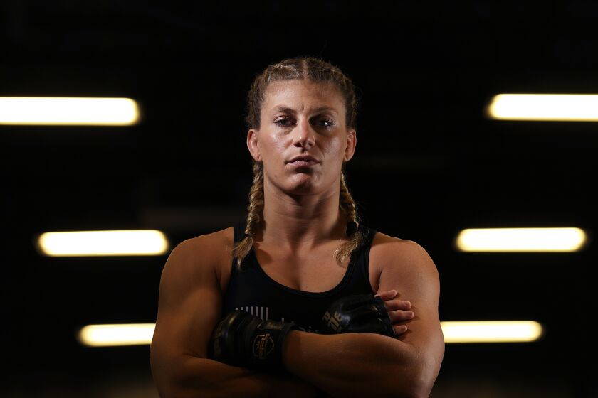 *******DO NOT USE***** FOR WOMENS SPECIAL SECTION RUNNING MARCH 8******** COCONUT-CREEK-FL-DECEMBER 16, 2019: Kayla Harrison is photographed at American Top Team in Coconut Creek, Florida on Monday, December 16, 2019. (Christina House / Los Angeles Times)