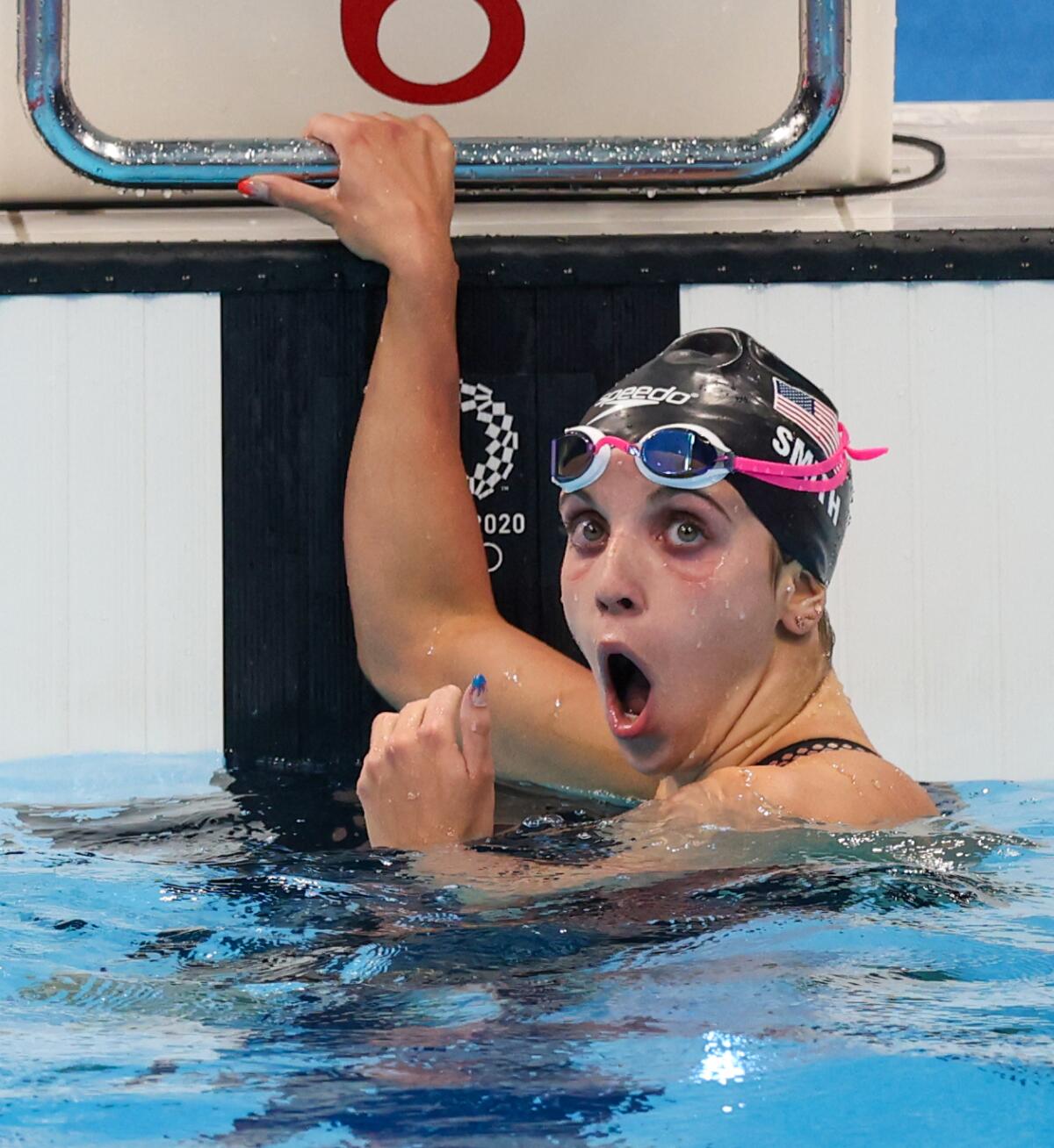 U.S. swimmer Regan Smith reacts after winning silver in the women's 200-meter butterfly Thursday.