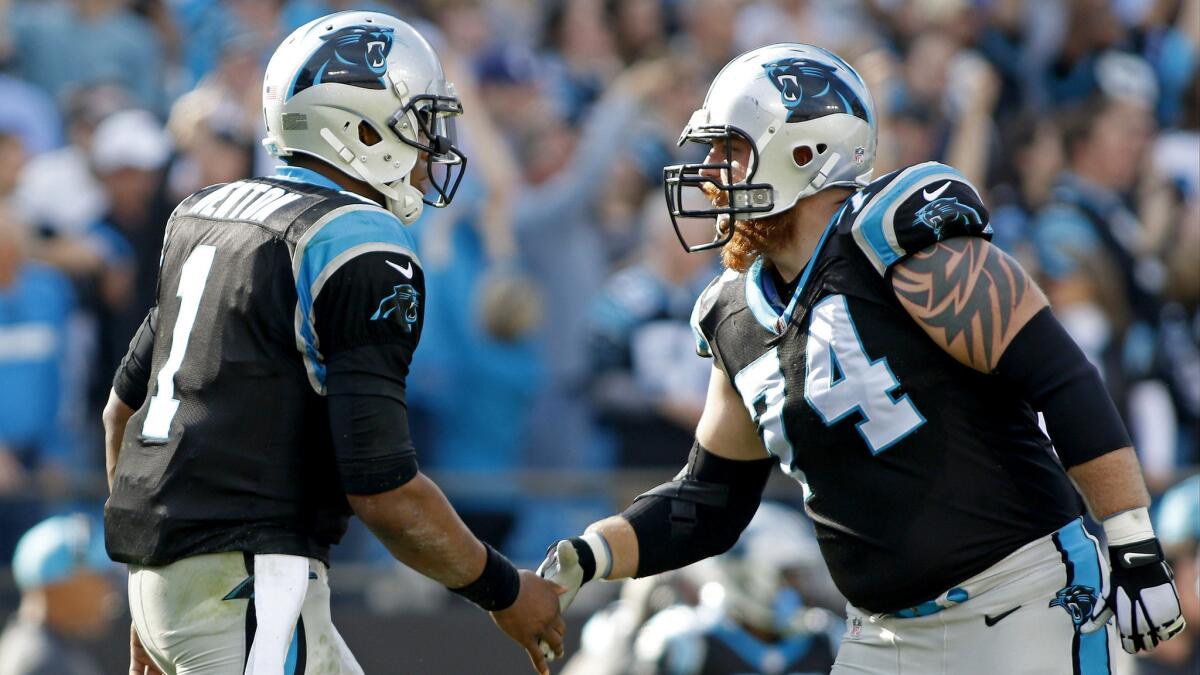 When Panthers offensive tackle Mike Remmers (74) does his job, quarterback Cam Newton (1) knows it makes his job that much easier.