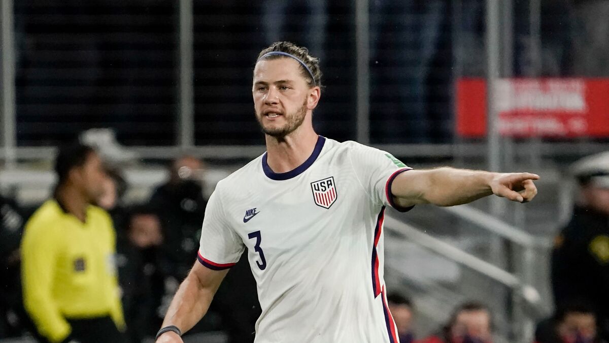United States' Walker Zimmerman plays during the first half of a FIFA World Cup qualifying match.