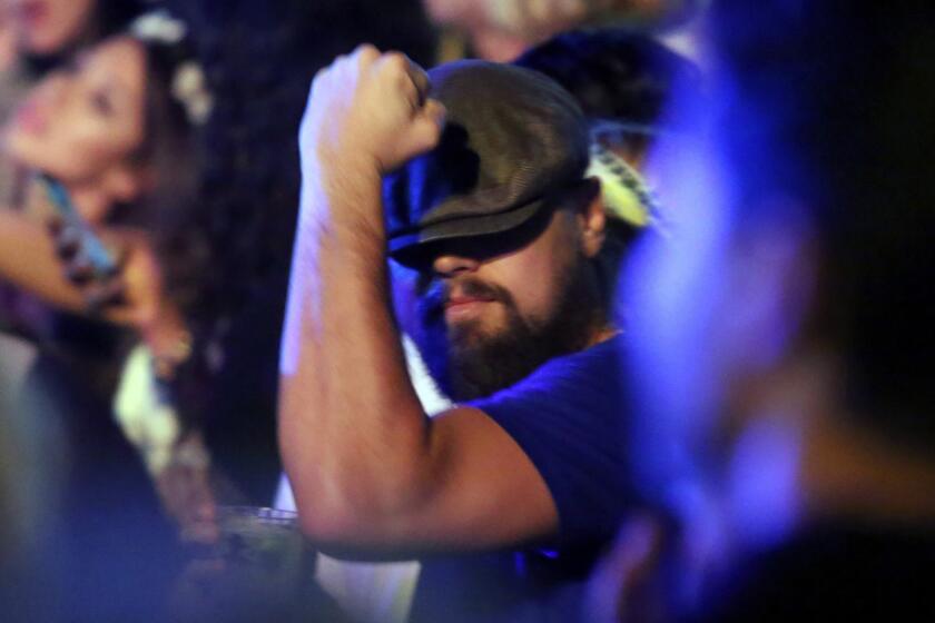 Actor Leonardo DiCaprio attends the Neon Carnival at the Thermal Hangar near Indio.