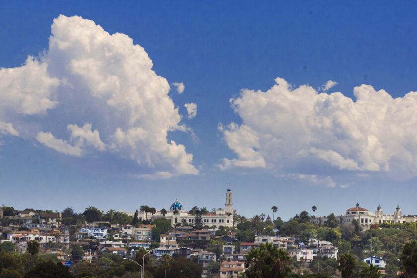 Thunder clouds built in the sky behind the USD Campus on Wednesday, September 4, 2019 in San Diego California.