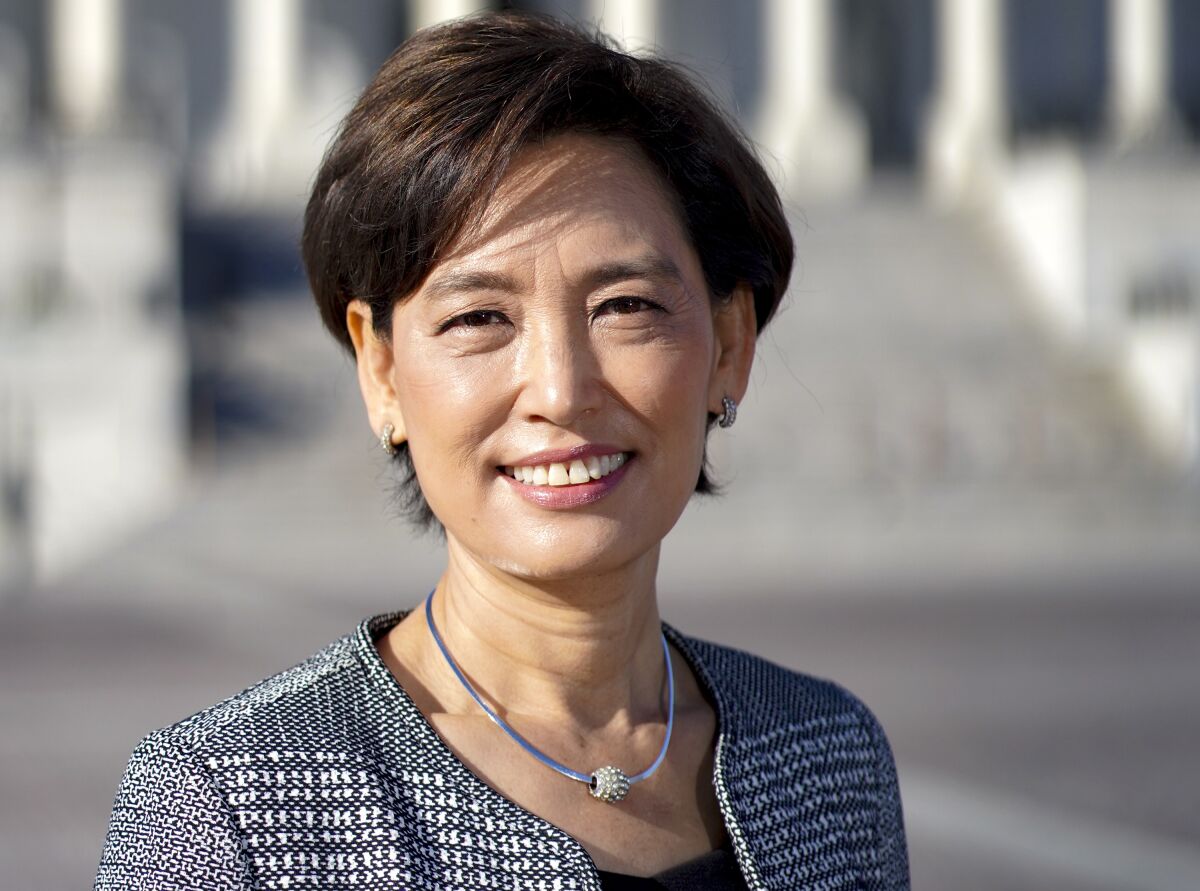Rep-elect Young Kim in front of the U.S. Capitol in Washington.