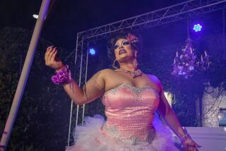 Salina EsTitties performs a drag show at the Los Angeles LGBT Center's Queerceanera in Hollywood on September 29th, 2023.