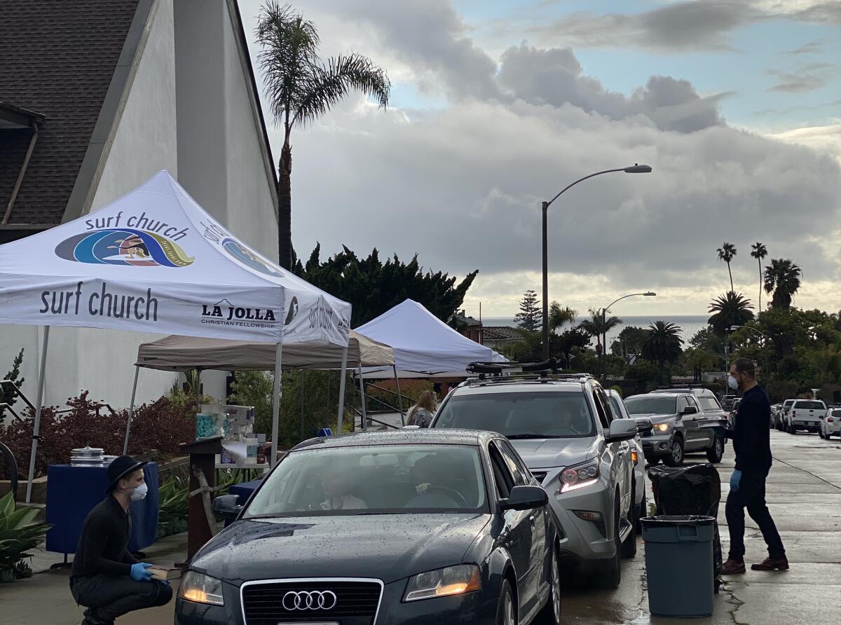 More than 100 cars participate in La Jolla Christian Fellowship’s ‘Drive-in Good Friday,’ 5-6 p.m. April 10 along Genter Street.