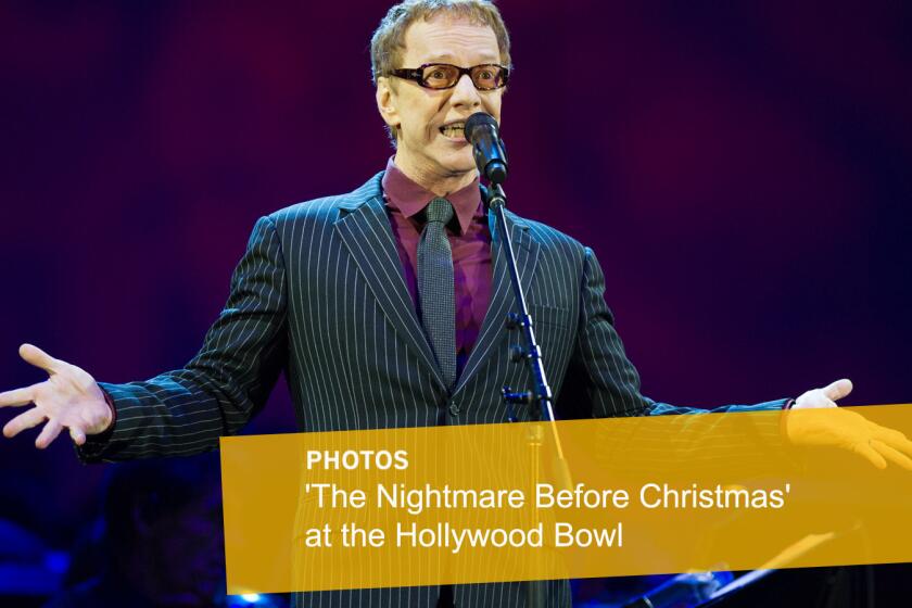 Danny Elfman sings during the "Nightmare Before Christmas" concert at the Hollywood Bowl on Oct. 31.