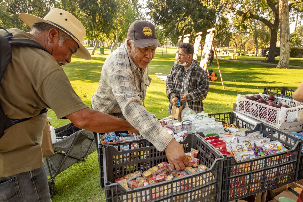 Homeless people had access to free food at a 2021 Juneteenth rally in La Palma Park, Anaheim.