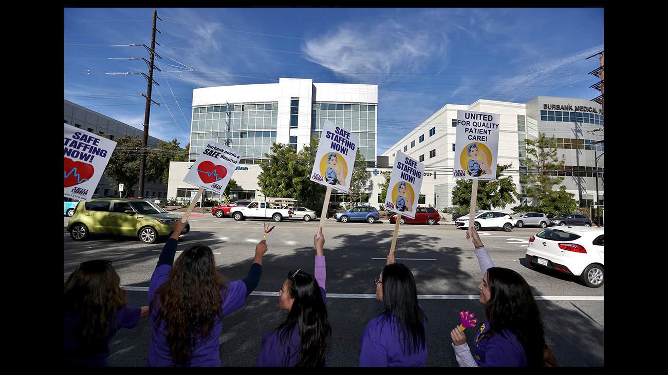 Photo Gallery: Registered nurses picket outside Providence St, Joseph Medical Center in Burbank