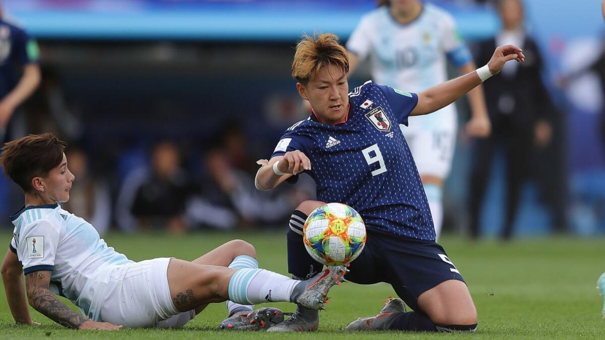Yuki Sugasawa (9) and Japan had a tough challenge from Lorena Benitez and Argentina in a group-play draw on June 10.
