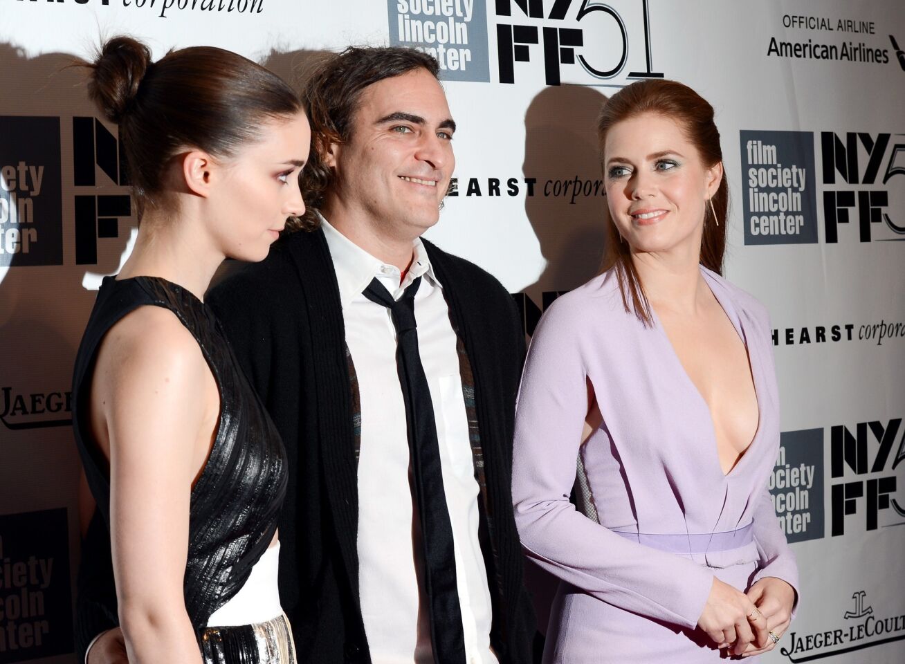 Actors Rooney Mara, left, Joaquin Phoenix and Amy Adams attend the 51st annual New York Film Festival closing night screening of "Her."