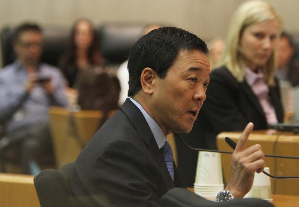 Los Angeles County Undersheriff Paul Tanaka testifies before the Citizens' Commission on Jail Violence in 2012.