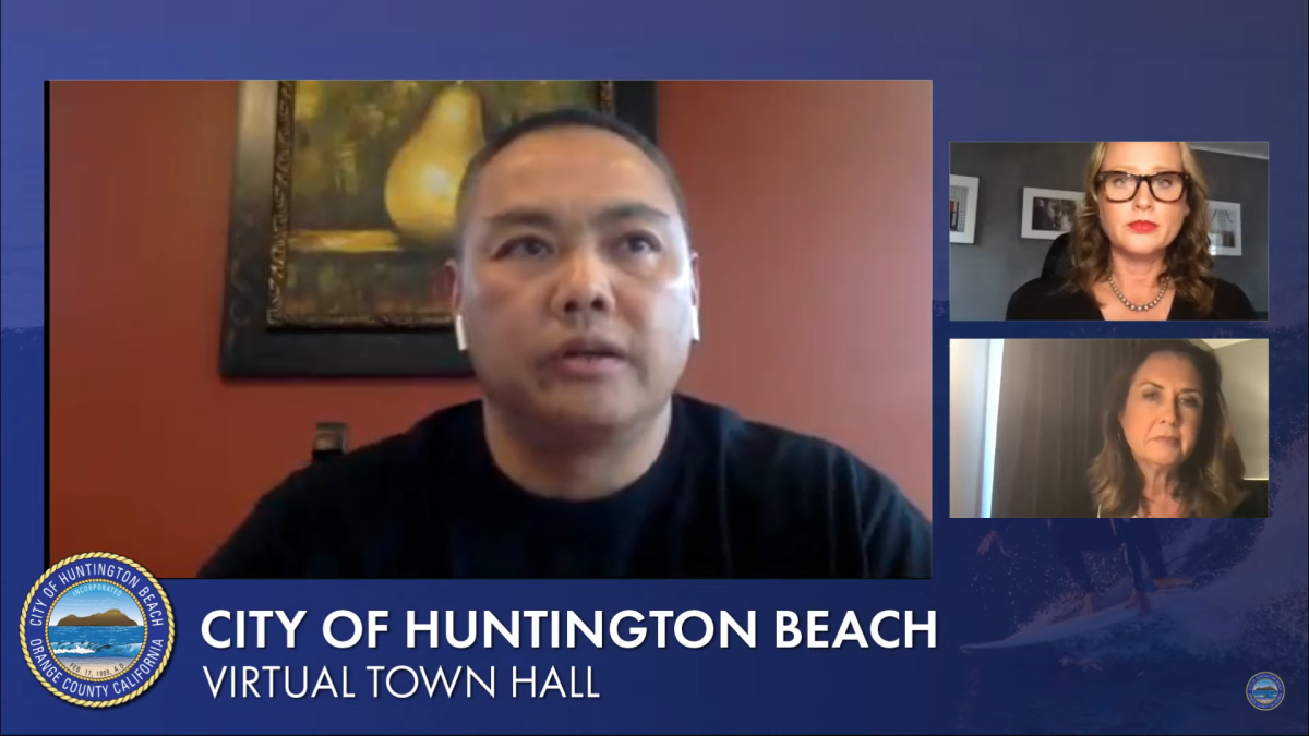 Don Han of Orange County Human Relations speaks during a virtual Town Hall meeting on April 1. 