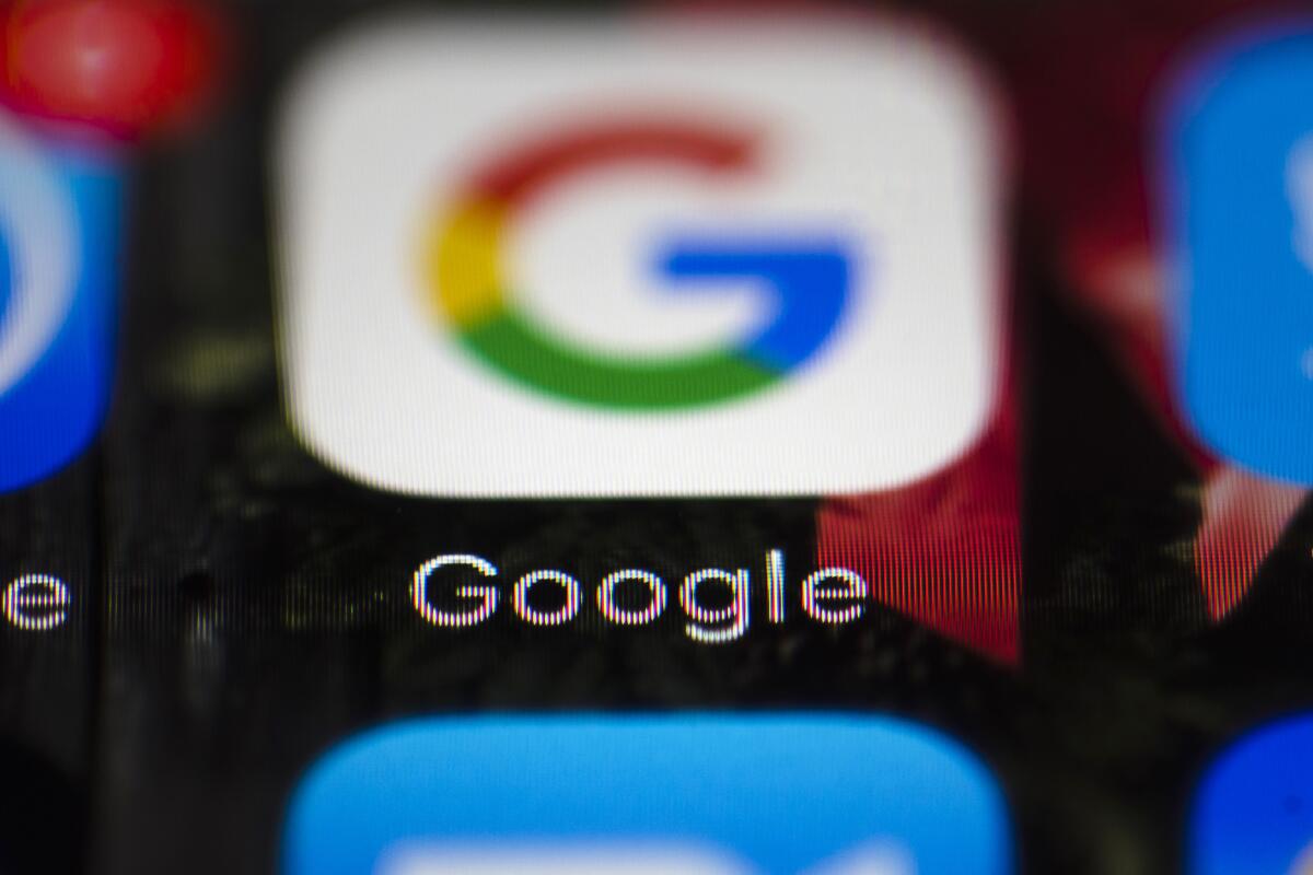 President Trump lashed out Tuesday against Google, whose icon is shown here on a mobile phone, for its treatment of conservative news sites.