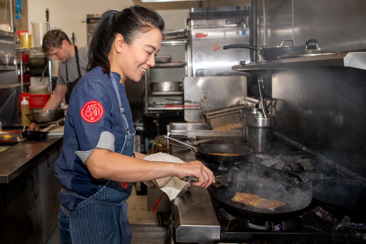 Shirley Chung in the kitchen at her Culver City restaurant Ms. Chi.