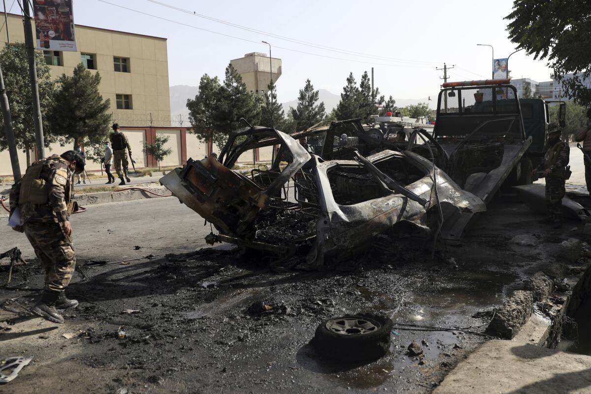 The scene of a car bombing in Kabul.
