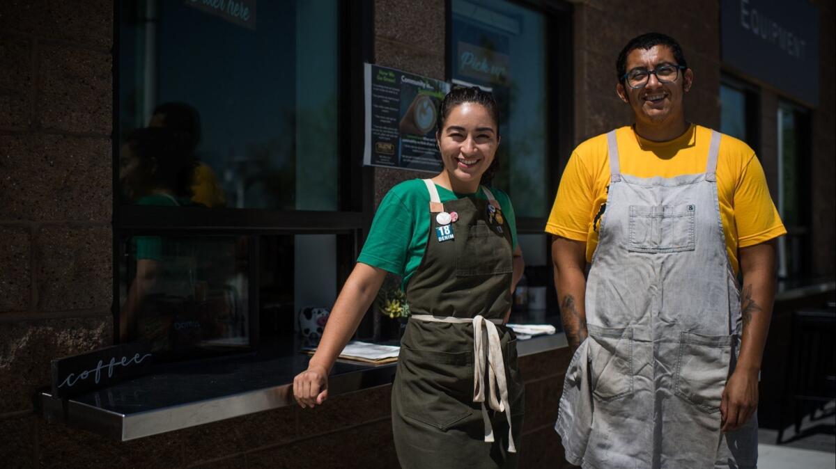 Kateri Gutierrez and Jonathan Robles at their Lynwood co-op, Collective Avenue Coffee.