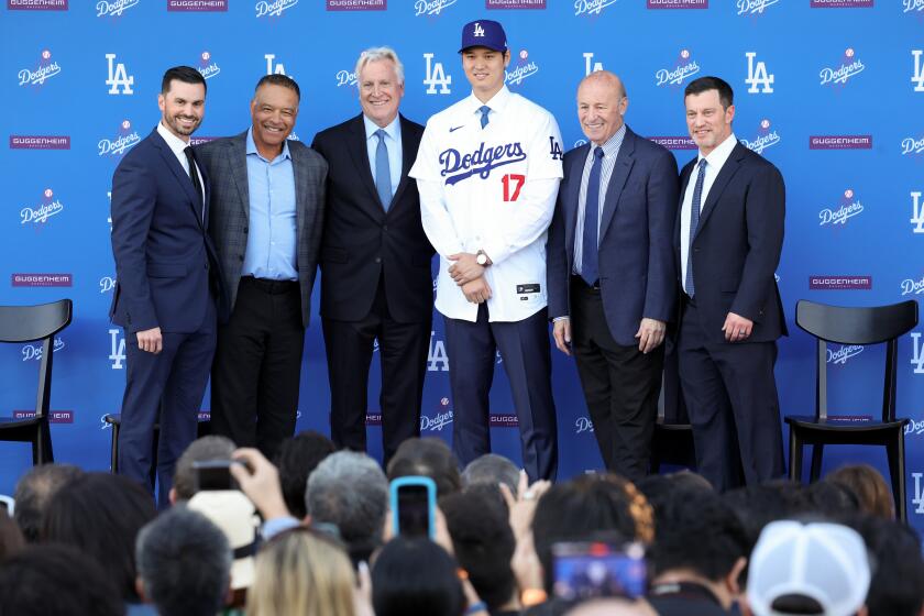 Dodgers group photo during Shohei Ohtani introduction.