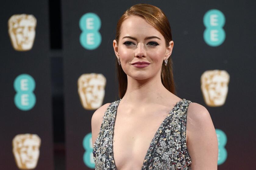Emma Stone arrives for the 70th annual British Academy Film Awards at the Royal Albert Hall in London. The ceremony is hosted by the British Academy of Film and Television Arts (BAFTA).