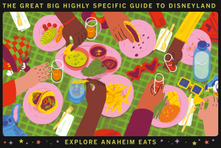 Overhead illustration of a table full of food and hands criss crossing