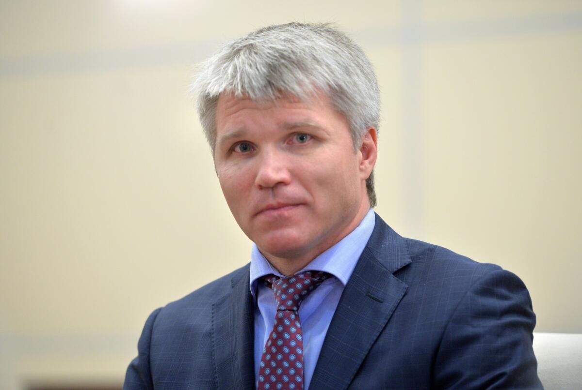 Pavel Kolobkov attends a meeting in the Novo-Ogaryovo residence outside Moscow on Oct. 19.