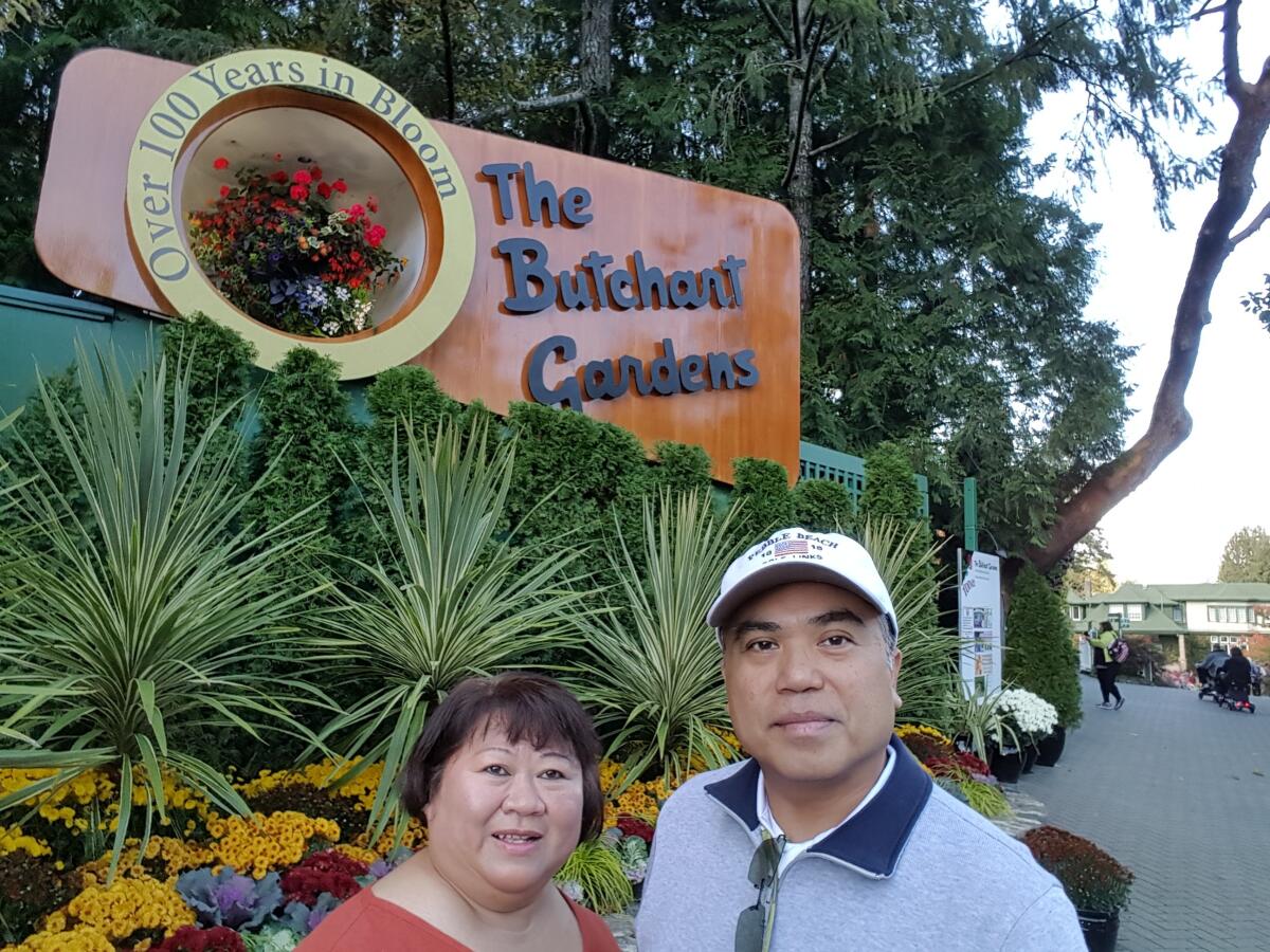 Ben and Sally Fontanilla visit the Butchart Gardens in British Columbia.