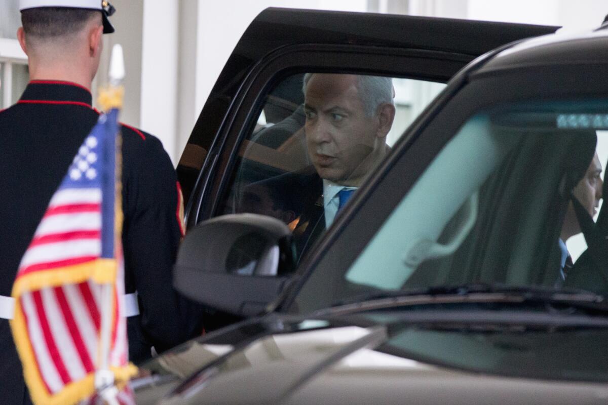 Israeli Prime Minister Benjamin Netanyahu leaves the White House on Monday after meeting with President Obama.