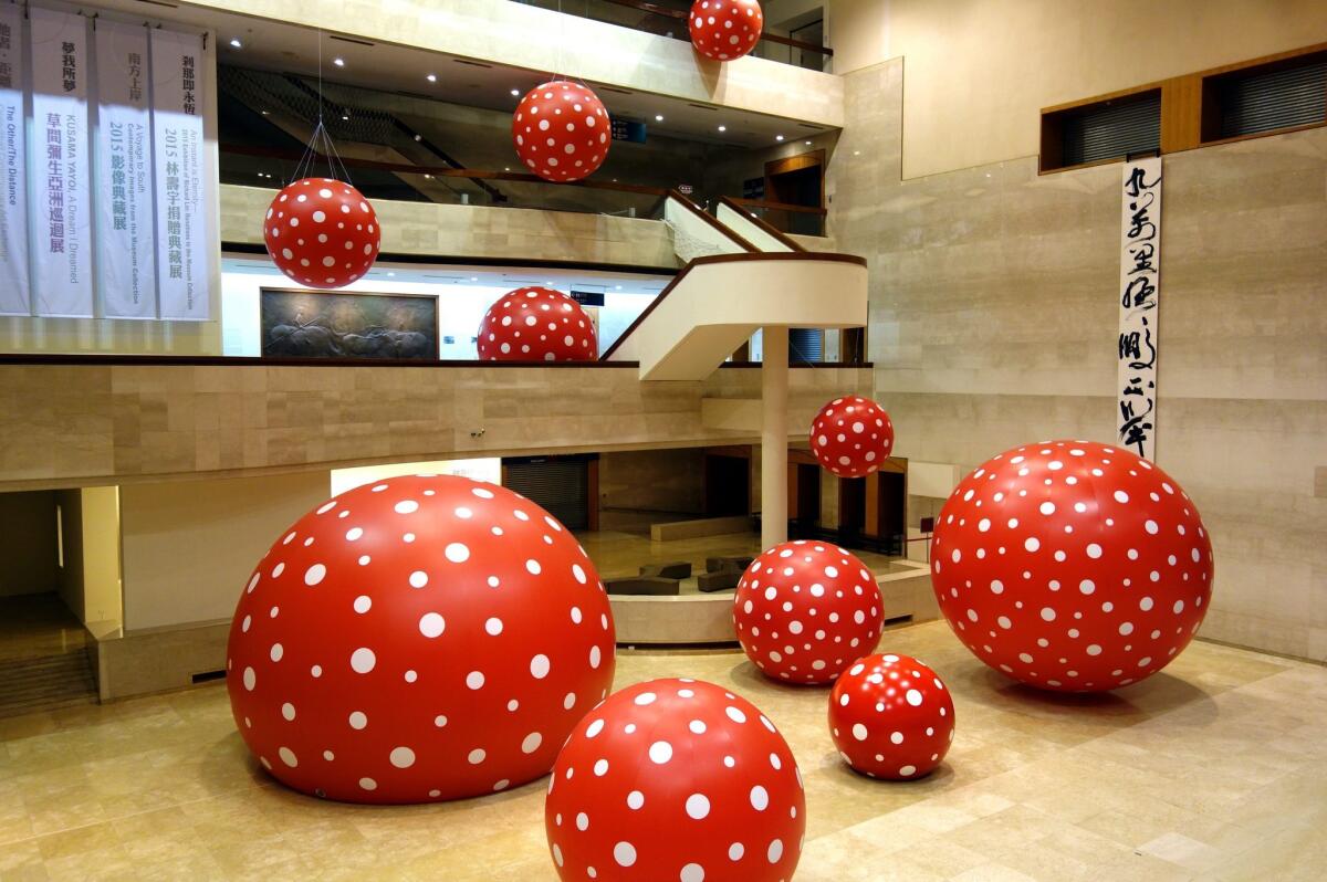 Japanese artist Yayoi Kusama's exhibitions drew the most visitors in 2014. Seen here: an installation by the artist at the Kaohsiung Museum of Fine Arts in southern Taiwan.