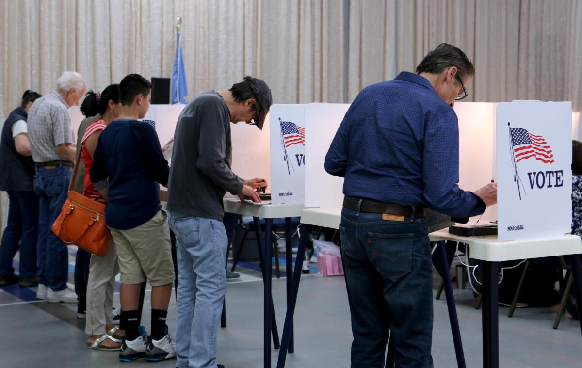 Voting booths are full at the Youth Center polling station in Burbank on June 5, 2018.
