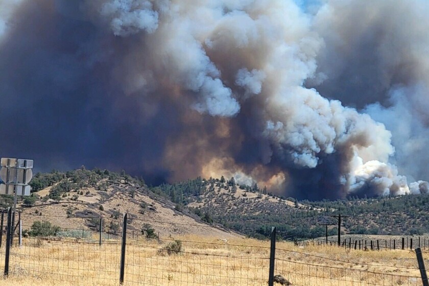 Mill fire seen from Weed airport Friday, September 2, 2022.