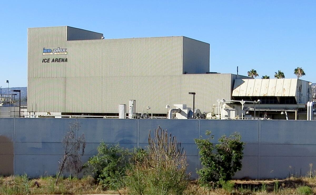 A side view of the Goal Line power plant, which provides energy to adjacent Ice-Plex skating center