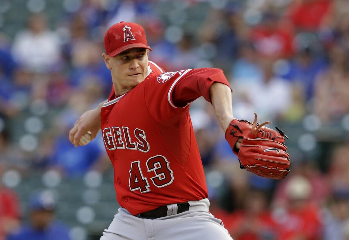 Angels pitcher Garrett Richards was 13-4 with a 2.61 ERA before he suffered season-ending knee injury in August of last season.