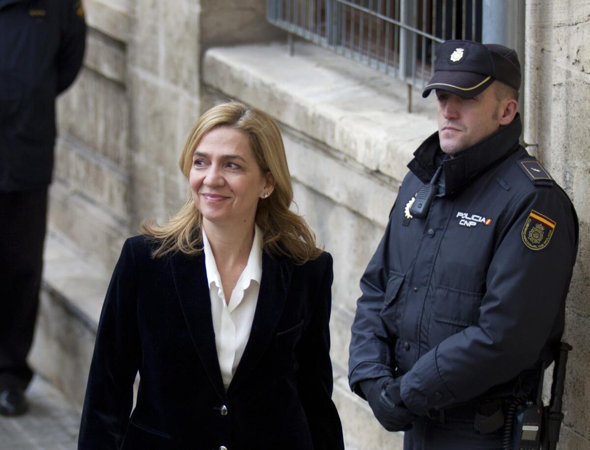 Princess Cristina arrives at a courthouse on the Spanish island of Mallorca on Feb. 8.