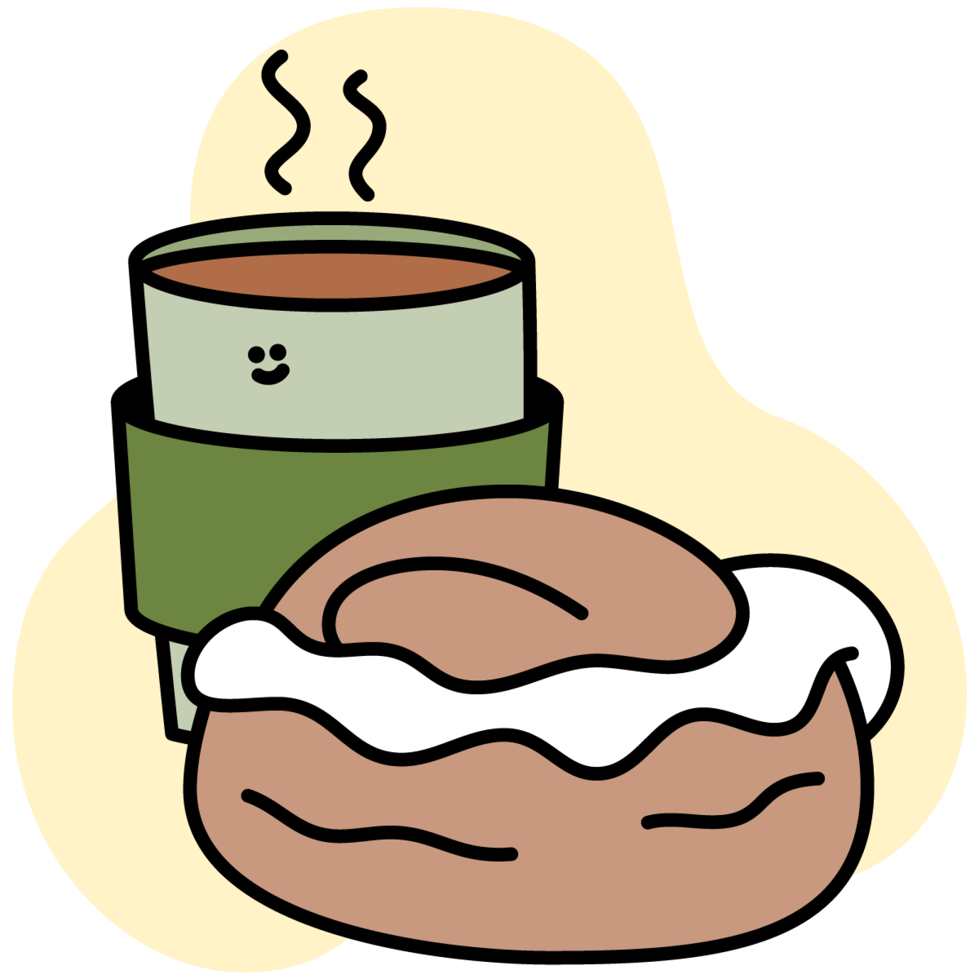 Illustration of a coffee and pastry