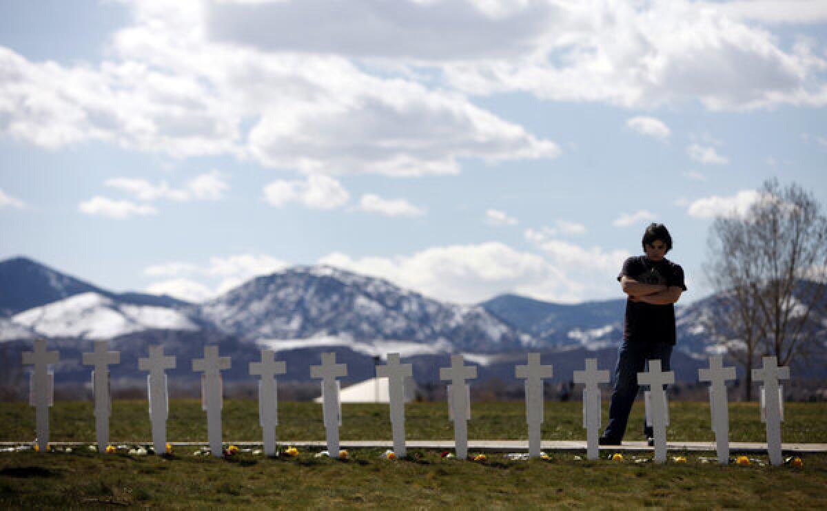 A 2009 memorial for the victims of the Columbine High School shooting.
