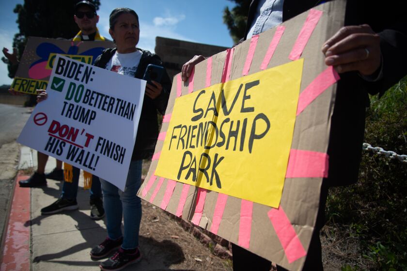 The collective Friends of Friendship Park demonstrated outside Naval Base Point Loma 
