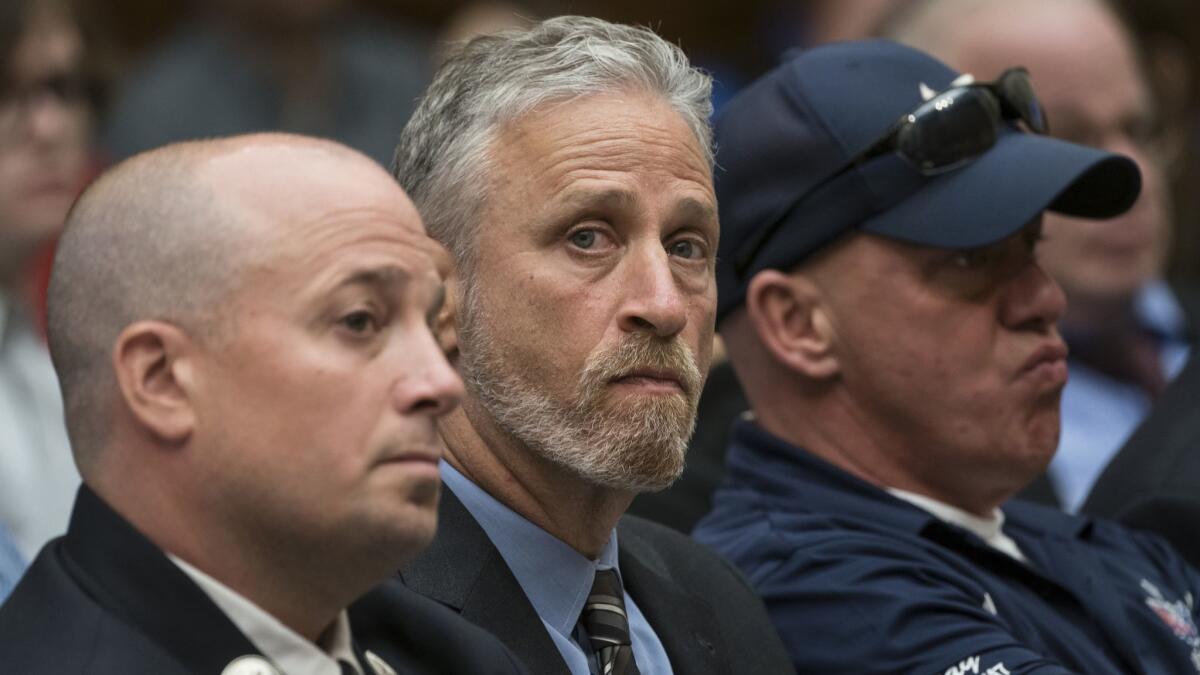 Jon Stewart attended a House Judiciary Committee meeting June 11 in support of 9/11 first responders.