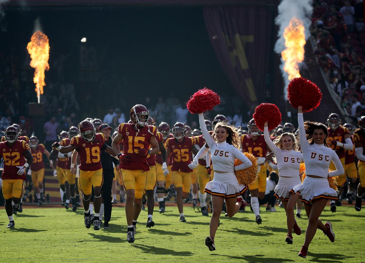 USC takes the field against Arizona at the Coliseum on Oct. 30