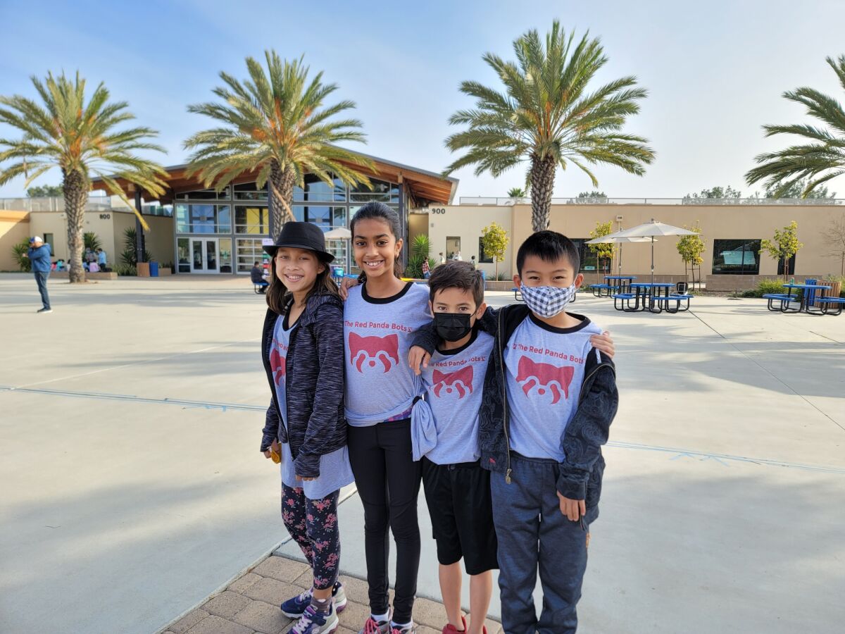 The Sage Canyon Red Panda Bots: Kailani Soloria, Maanya Tiwari, Brady Le and Brandon Tuey.