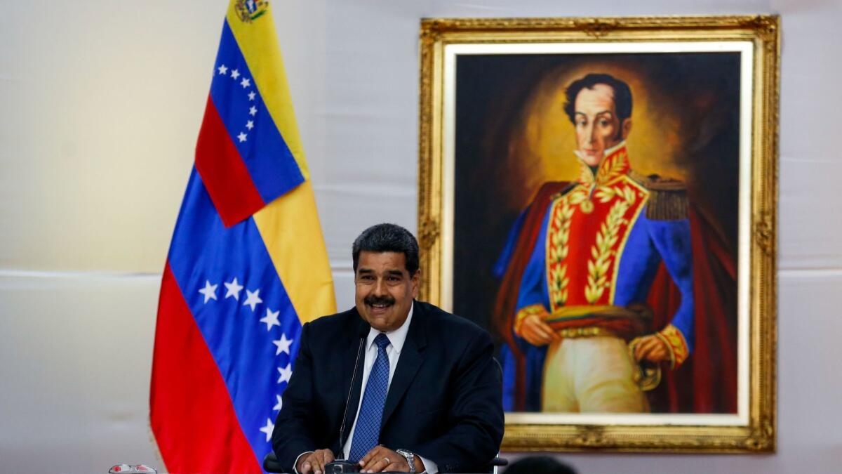 Venezuelan President Nicolas Maduro gives a speech in Caracas on May 18, 2018.