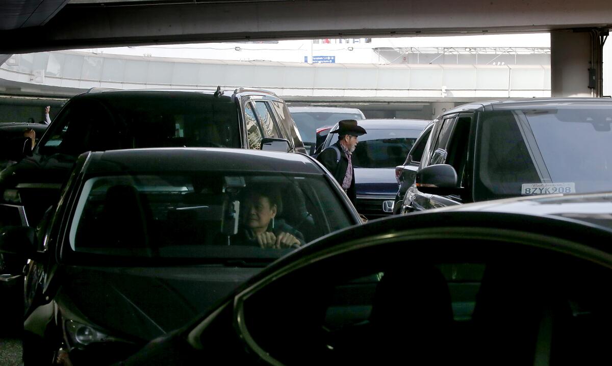 Traffic backs up outside Tom Bradley International Terminal at LAX in late December.