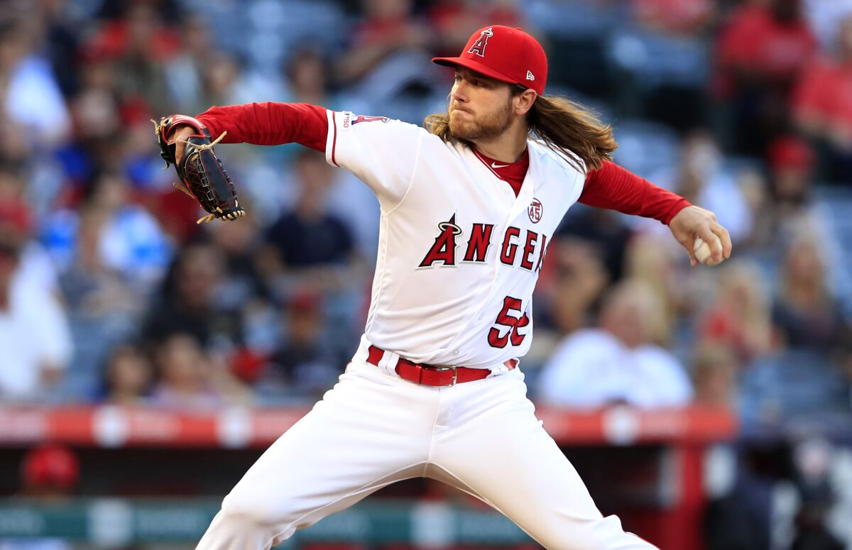 Angels starter Dillon Peters delivers during the second inning of a 4-3 loss to the Cleveland Indians on Wednesday.
