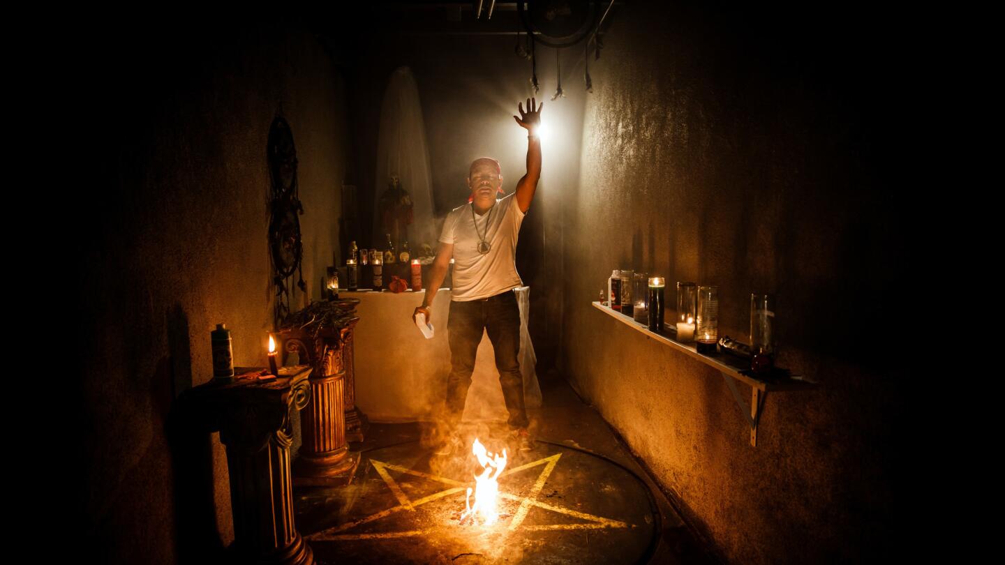 Mateo Chavarria performs a spiritual cleansing of his work area, at the Botanica De Los Angeles, where he tapped into the spirits of Trump and Democratic candidate Hillary Clinton and, in a transcendental way, had them face off. “I saw Donald Trump’s energy very clearly,” he said. “It’s not strong enough to influence enough minds.” El Tromp – as in El Donald J. Trump, the Republican presidential nominee has so unnerved some Latinos, they are turning to the supernatural world for help, consulting fortune tellers, witch doctors and shamans. In a culture steeped in folklore and superstition, church or therapy won’t always do. Some have spent up to $30 to cleanse themselves of Trump’s energy, using herbs, oils, perhaps an egg. Others have paid to tap into the mogul’s spirit, hoping to stage a metaphysical intervention. Unable to wait for November, they ask tarot cards, seashells, coffee dregs, cigar smoke: Is it possible that Trump will win?