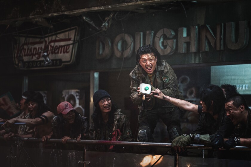 Sgt. Hwang (Kim Min-jae, center) leads a squadron of marauders in 