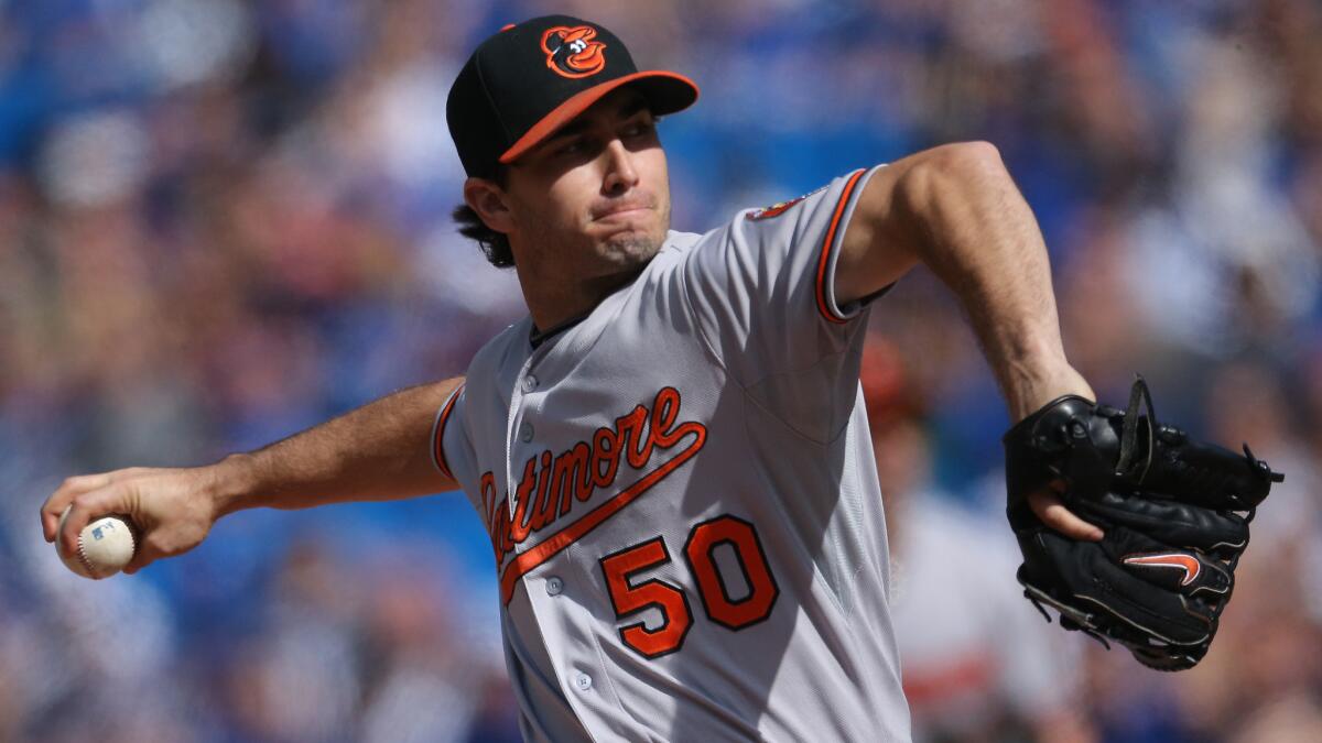 Baltimore Orioles starter Miguel Gonzalez delivers a pitch during a game against the Toronto Blue Jays on Sept. 28.