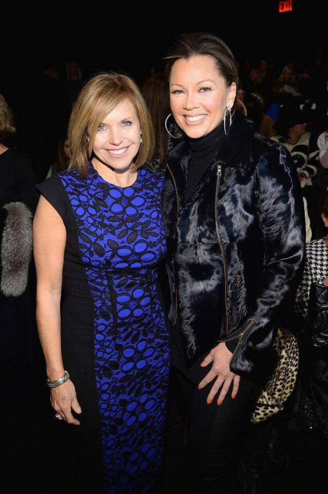Katie Couric and Vanessa Williams attend the Carmen Marc Valvo show.