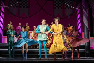 Michael Urie and Sutton Foster (center) with the Broadway cast of "Once Upon a Mattress."