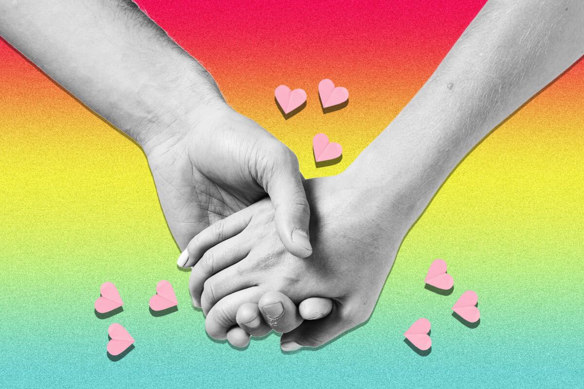 A photo illustration of holding hands.