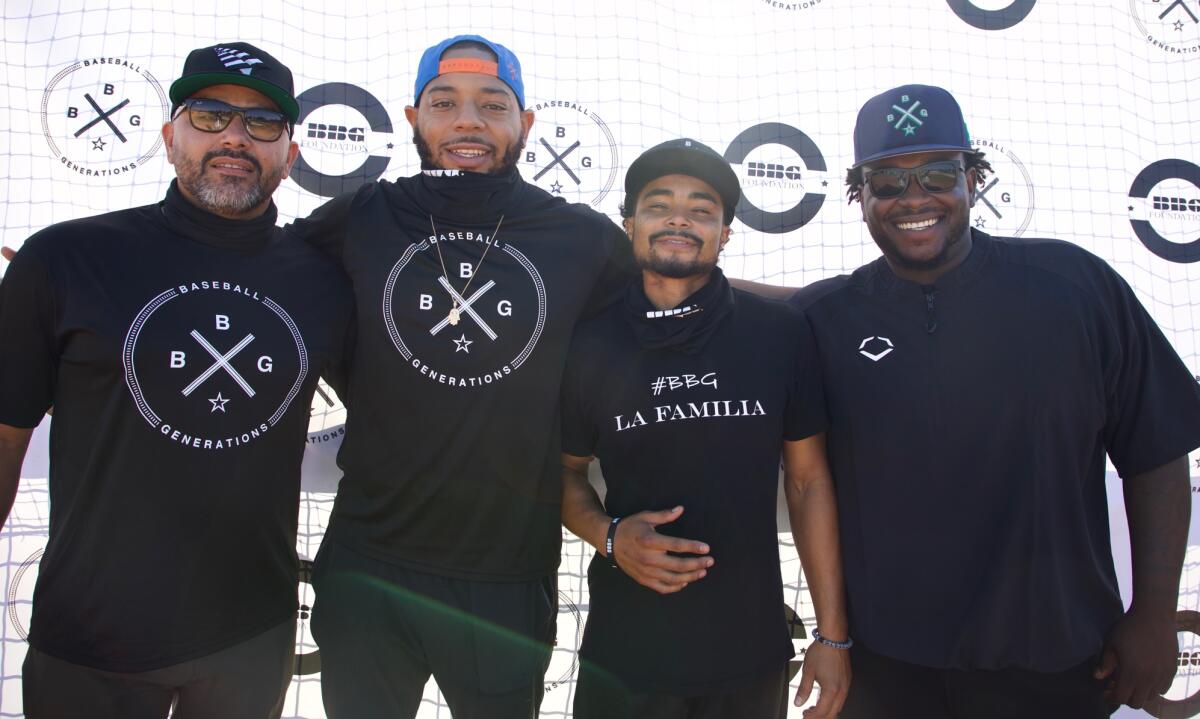 From left: Roc Nation agent Mike Rodriguez and the founders of Baseball Generations, Dom Smith, Tim Ravare and Ron Miller